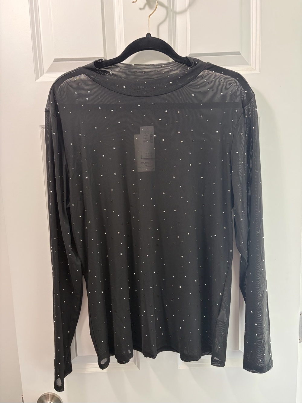 Maurices Studio Y Black Sheer Mesh Top with Silver Gems